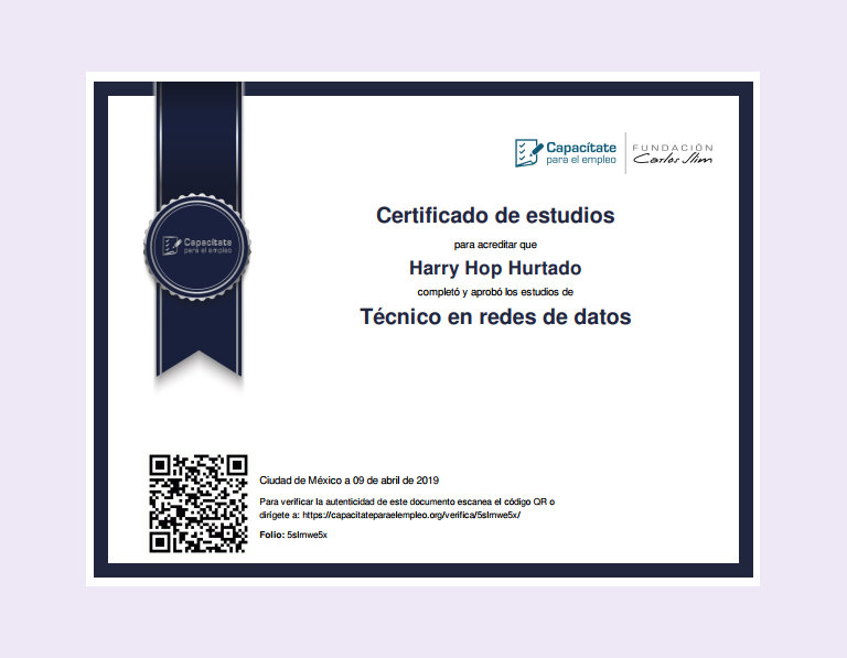 Certificado Tecnico en redes de datos